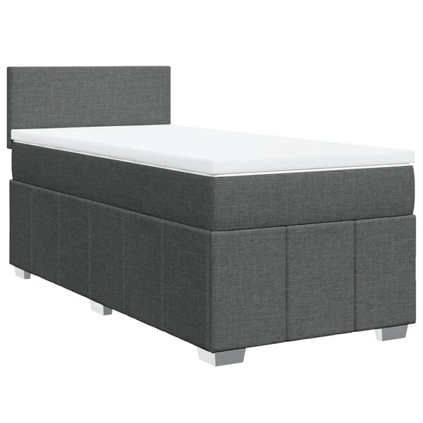 vidaXL Sommier &agrave; lattes de lit et matelas Gris fonc&eacute; 90x190 cm Tissu