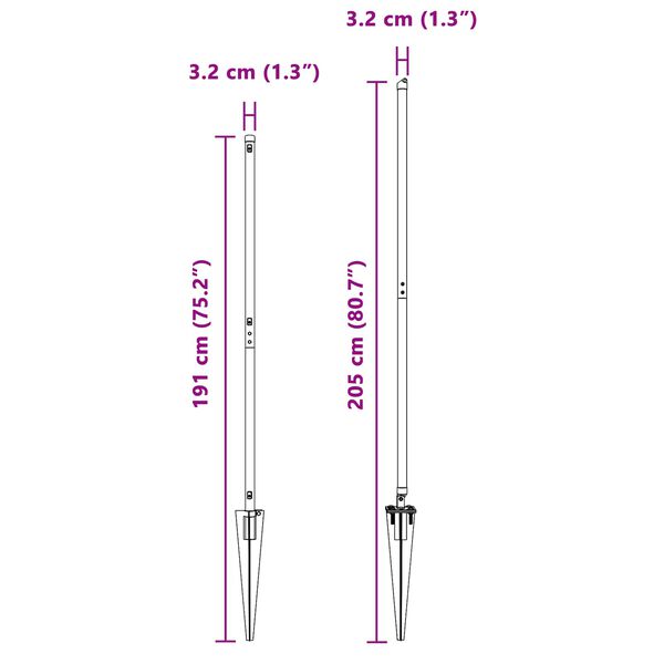 vidaXL Poteau de cl&ocirc;ture. 26 pcs Gris 3,2 x 3,2 x 205 cm