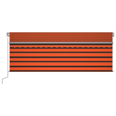 vidaXL Auvent manuel rétractable avec store LED 4x3 m Orange et marron