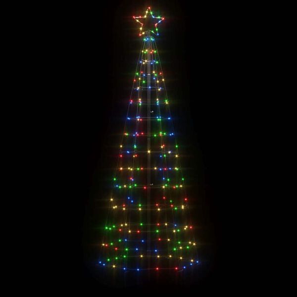 vidaXL Sapin de No&euml;l &agrave; LED avec piquets 220 LED color&eacute;es 180 cm
