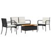 vidaXL Ensemble de jardin Noir polyrotin
