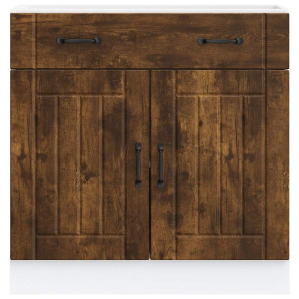 vidaXL Armoire de cuisine Lucca ch&ecirc;ne fum&eacute; bois ing&eacute;nierie