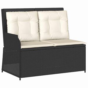 vidaXL Banc de jardin avec coussin Noir Poly rotin