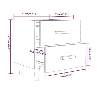 vidaXL Table de chevet Blanc 40x35x47,5 cm