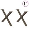 vidaXL Pieds de table basse en forme de X, 2 pi&egrave;ces, acier naturel, 70 x (42-43) cm