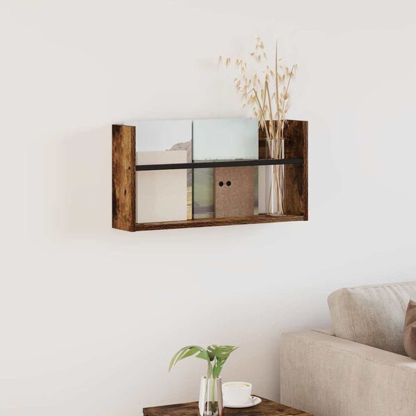 vidaXL &Eacute;tag&egrave;re &agrave; magazines avec &eacute;tag&egrave;re Ch&ecirc;ne fum&eacute; 60 x 12 x 30 cm