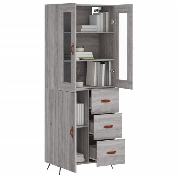 vidaXL Buffet haut Sonoma gris 69,5x34x180 cm Bois d'ing&eacute;nierie