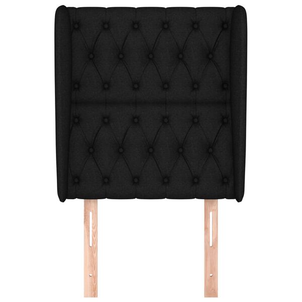 vidaXL T&ecirc;te de lit avec oreilles Noir 83x23x118/128 cm Tissu