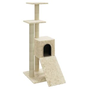 vidaXL Arbre &agrave; chat avec griffoirs en sisal Cr&egrave;me 92 cm