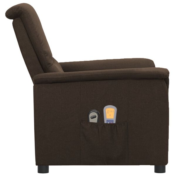vidaXL Fauteuil &eacute;lectrique de massage Marron fonc&eacute; Tissu