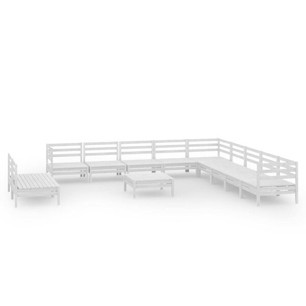 vidaXL Salon de jardin 12 pcs Bois de pin massif Blanc