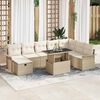 vidaXL Ensemble de canap&eacute; de jardin 9 pcs Beige Poly rotin