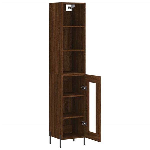 vidaXL Buffet haut Ch&ecirc;ne marron 34,5x34x180 cm Bois d'ing&eacute;nierie