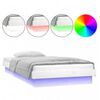 vidaXL Cadre de lit &agrave; LED sans matelas blanc 90x200 cm bois massif
