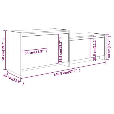 vidaXL Meuble TV Sonoma gris 146,5x35x50 cm Bois d'ingénierie