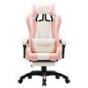 vidaXL Fauteuil de jeux vidéo et repose-pied Rose et blanc Similicuir