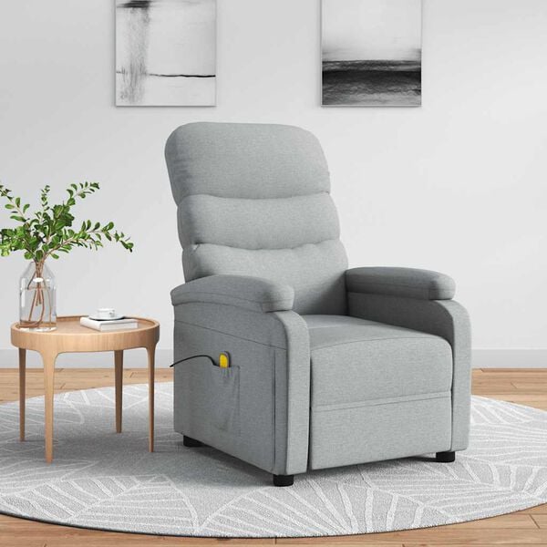 vidaXL Fauteuil de massage Gris clair Tissu