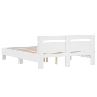 vidaXL Cadre de lit avec tête de lit blanc 150x200cm bois d'ingénierie