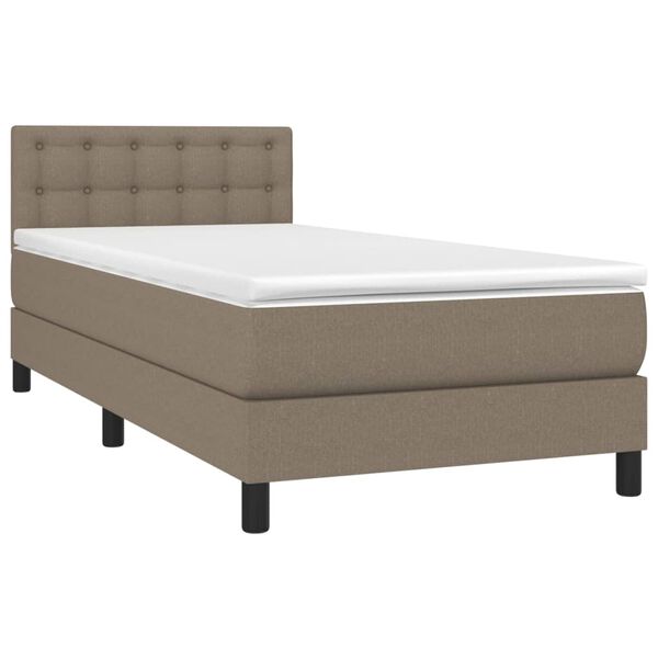 vidaXL Sommier &agrave; lattes de lit avec matelas Taupe 100x200 cm Tissu