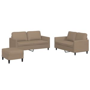 vidaXL Ensemble de canap&eacute;s 3 pcs avec coussins Cappuccino Similicuir
