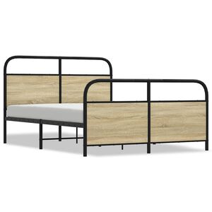 vidaXL Cadre de lit en m&eacute;tal sans matelas ch&ecirc;ne sonoma 137x190 cm