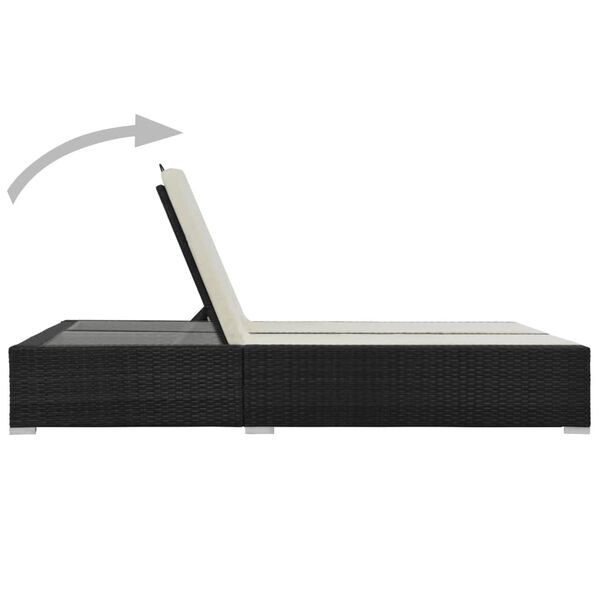 vidaXL Chaise longue double R&eacute;sine tress&eacute;e Noir