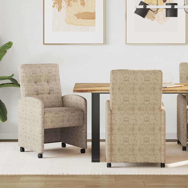 vidaXL Chaises de Salle à Manger avec Roues 2 pcs Gris clair