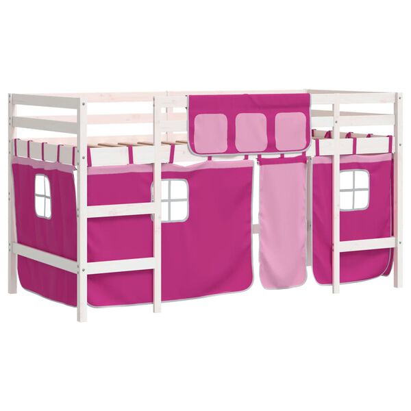 vidaXL Lit mezzanine enfants avec rideaux sans matelas rose 90x200cm