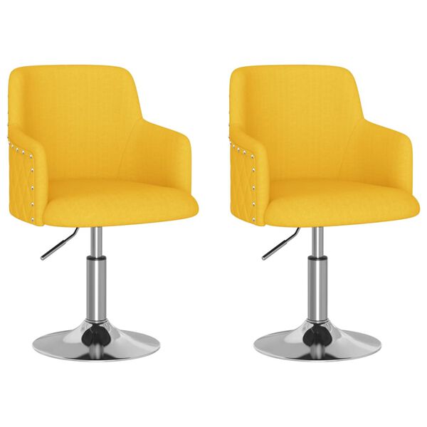 vidaXL Chaises &agrave; manger lot de 2 jaune moutarde tissu