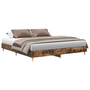 vidaXL Cadre de lit sans matelas ch&ecirc;ne fum&eacute; 200x200 cm bois ing&eacute;nierie