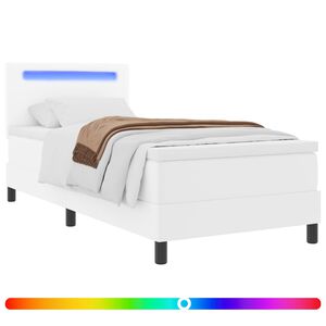 vidaXL Lit &agrave; ressorts avec matelas Blanc 100 x 200 cm Simili cuir
