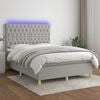 vidaXL Sommier &agrave; lattes de lit et matelas et LED Gris clair 140x190 cm