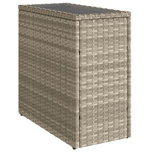 vidaXL Table d'appoint de jardin avec dessus en verre gris clair rotin