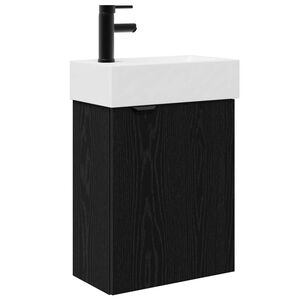 vidaXL Meuble de salle de bain avec robinet Ch&ecirc;ne noir