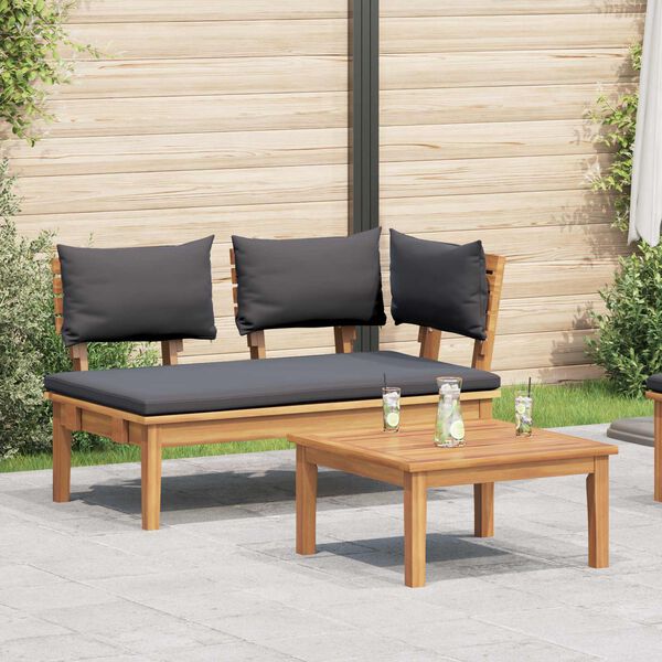 vidaXL Banc de jardin 2 pcs Gris et marron Bois de teck massif