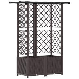 vidaXL Lit &Eacute;lev&eacute; avec Treillis et Toit Marron 124,5 x 40 x 138 cm PP