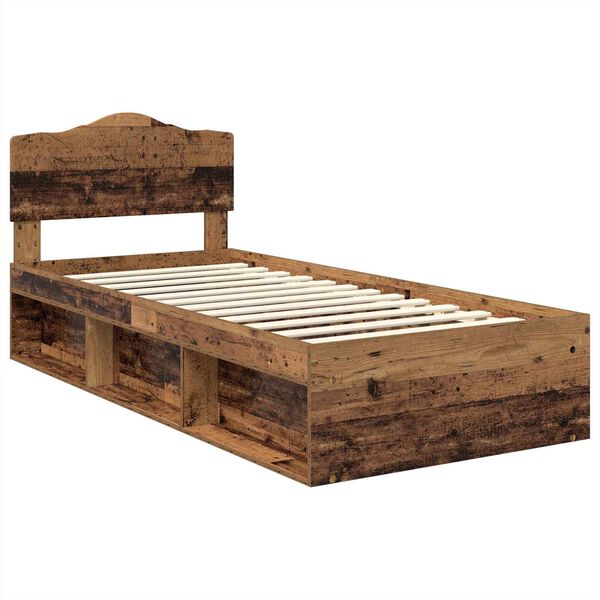 vidaXL Cadre de lit Bois ancien 75 x 190 cm Bois de pin massif