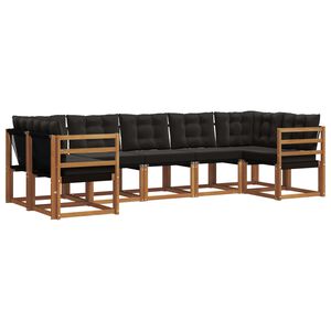 vidaXL Ensemble de canap&eacute;s d'ext&eacute;rieur 7 pc Naturel et Noir
