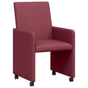 vidaXL Chaises de Salle &agrave; Manger avec Roues 2 pc tissu Bordeaux