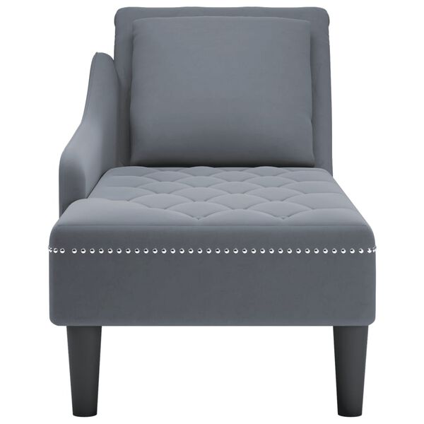 vidaXL Fauteuil long et coussin et accoudoir droit gris fonc&eacute; velours