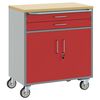 vidaXL Trolley roulant avec tiroir Rouge et Gris 75 x 45 x 85 cm