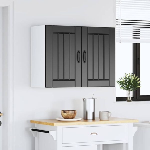 vidaXL Armoire murale de cuisine Lucca noir bois d'ingénierie