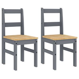 vidaXL Chaises &agrave; manger lot de 2 Panama gris bois massif de pin
