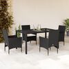 vidaXL Ensemble &agrave; manger de jardin et coussins 5 pcs noir rotin verre
