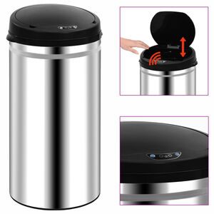 vidaXL Poubelle &agrave; capteur automatique 50 L Acier inoxydable