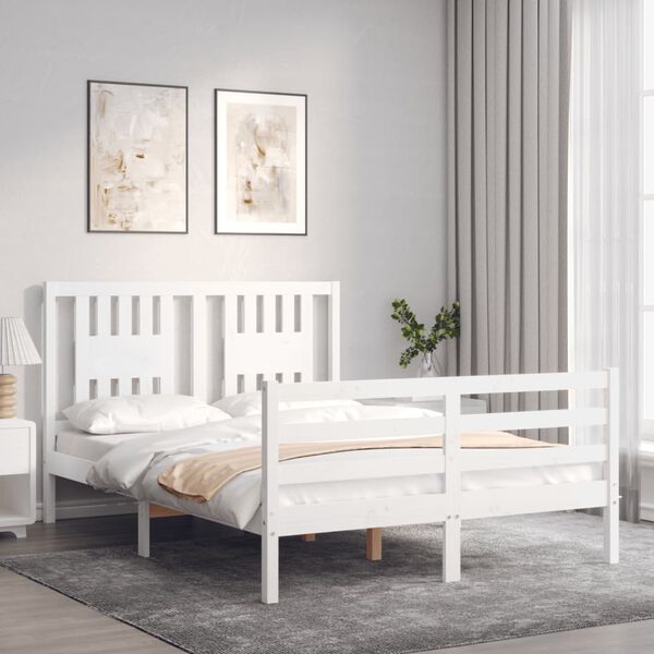 vidaXL Cadre de lit sans matelas blanc 120x200 cm bois massif