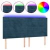 vidaXL T&ecirc;te de lit &agrave; LED Bleu fonc&eacute; 180x5x118/128 cm Velours