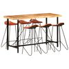 vidaXL Ensemble de bar 7 pcs Bois solide et cuir v&eacute;ritable