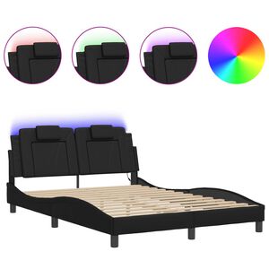 vidaXL Cadre de lit Viana avec LED sans matelas noir 140x190 cm