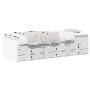 vidaXL Cadre de lit avec rangement Blanc 80 x 200 cm Bois d'ing&eacute;nierie